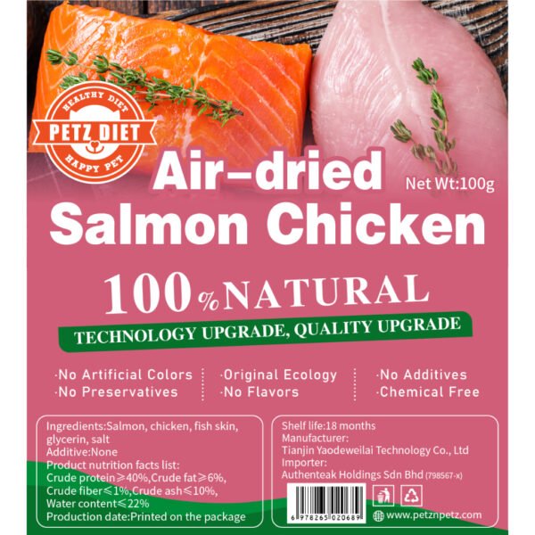 PETZ DIET 100% NATURAL PURE PREMIUM 100G Air Dried Salmon Chicken (Dogs & Cats)