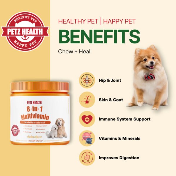 PETZ HEALTH 8 in 1 Multivitamins 120 pcs (DOG ONLY) 100% NATURAL & Full Cert