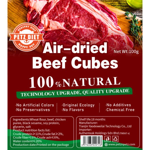 PETZ DIET 100% NATURAL PURE PREMIUM 100G Air Dried Beef Cubes (Dogs & Cats)