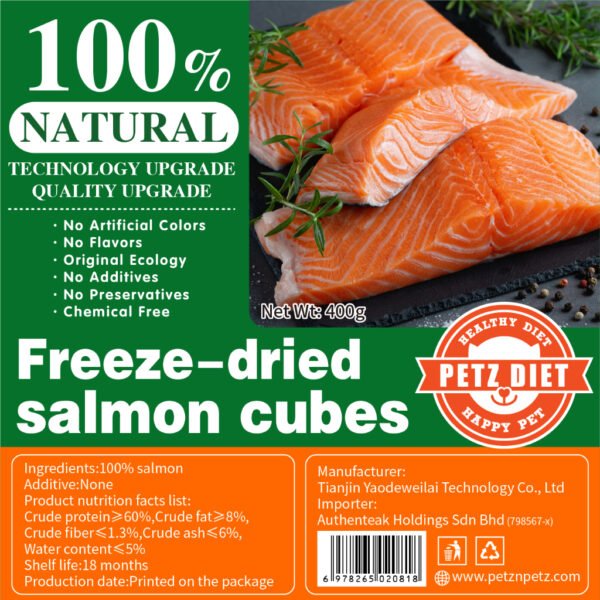 PETZ DIET 100% NATURAL PURE PREMIUM 400G Freeze Dried Salmon Cubes (Cats & Dogs)