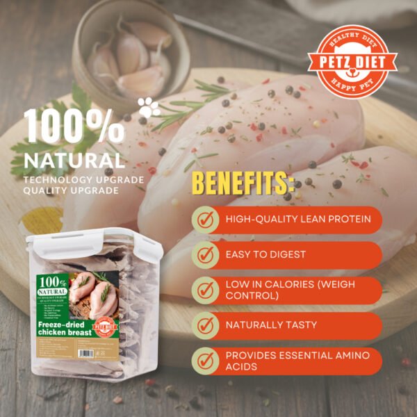 PETZ DIET 100% NATURAL PURE PREMIUM 400G Freeze Dried Chicken Breast (Cats & Dogs)