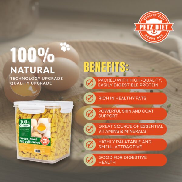 PETZ DIET 100% NATURAL PURE PREMIUM 1000G Freeze Dried Egg Yolk Cubes (Cats & Dogs)