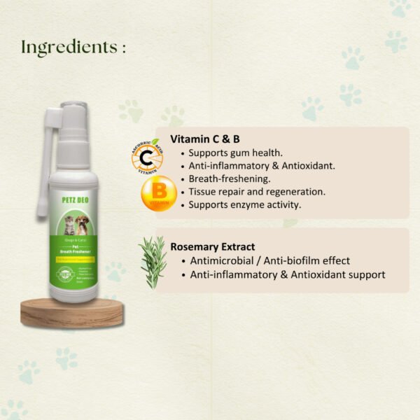 PETZ DEO Pet Breath Freshener 50ML (Dogs & Cats) NATURAL & ISO Standard