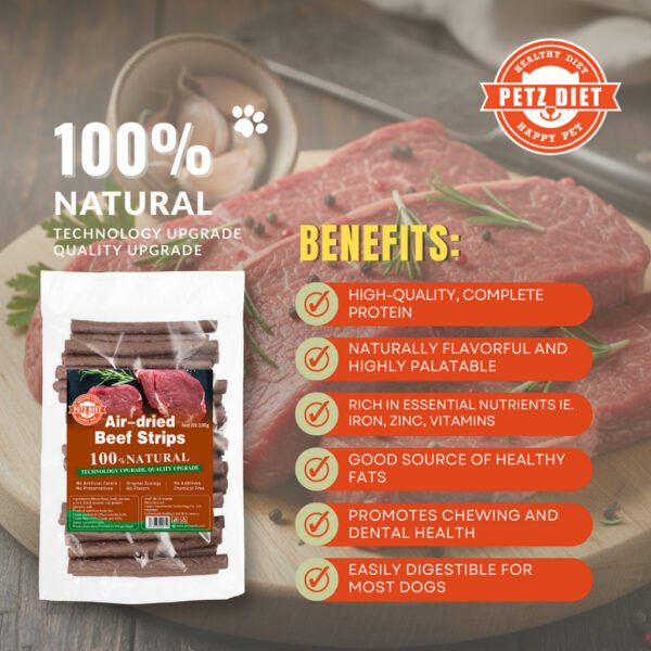 PETZ DIET 100% NATURAL PURE PREMIUM 100G Air Dried Beef Strips (Dogs & Cats)
