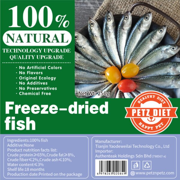 PETZ DIET 100% NATURAL PURE PREMIUM 250G Freeze Dried Fish 250G (Cats & Dogs)