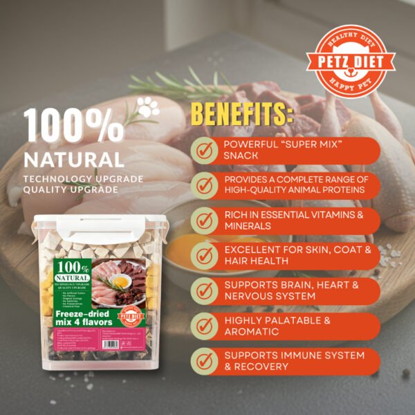PETZ DIET 100% NATURAL PURE PREMIUM 500G Freeze Dried Mix 4 Flavors (Cats & Dogs)