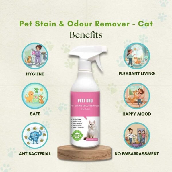 PETZ DEO Pet Stain and Odour Remover 500 ML (Cats only) NATURAL & ISO Standard