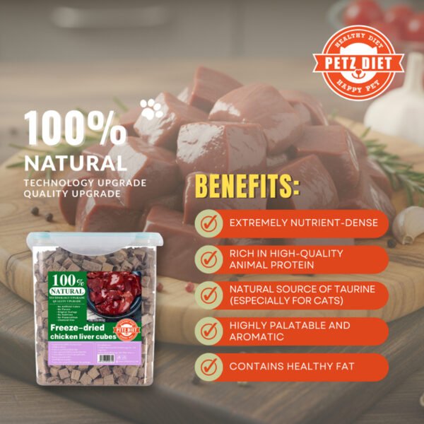 PETZ DIET 100% NATURAL PURE PREMIUM 500G Freeze Dried Chicken Liver Cubes (Cats & Dogs)