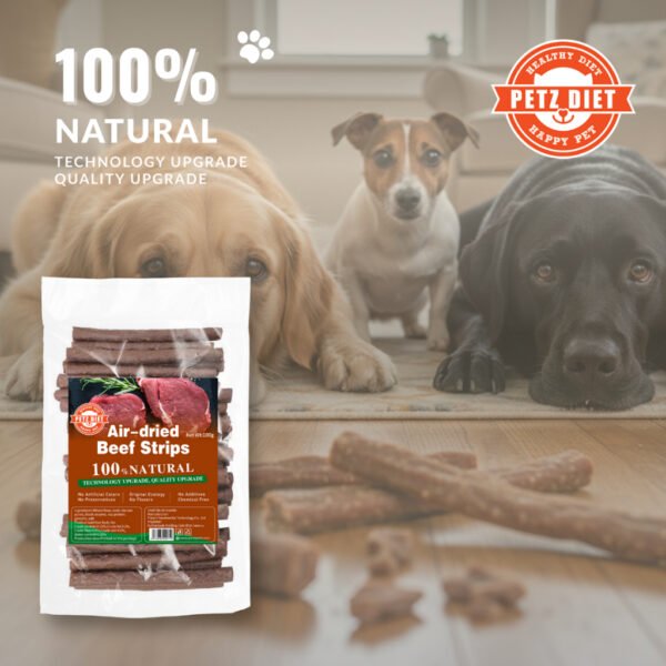 PETZ DIET 100% NATURAL PURE PREMIUM 100G Air Dried Beef Strips (Dogs & Cats)