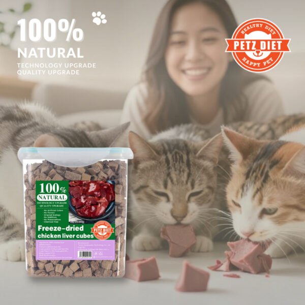 PETZ DIET 100% NATURAL PURE PREMIUM 500G Freeze Dried Chicken Liver Cubes (Cats & Dogs)