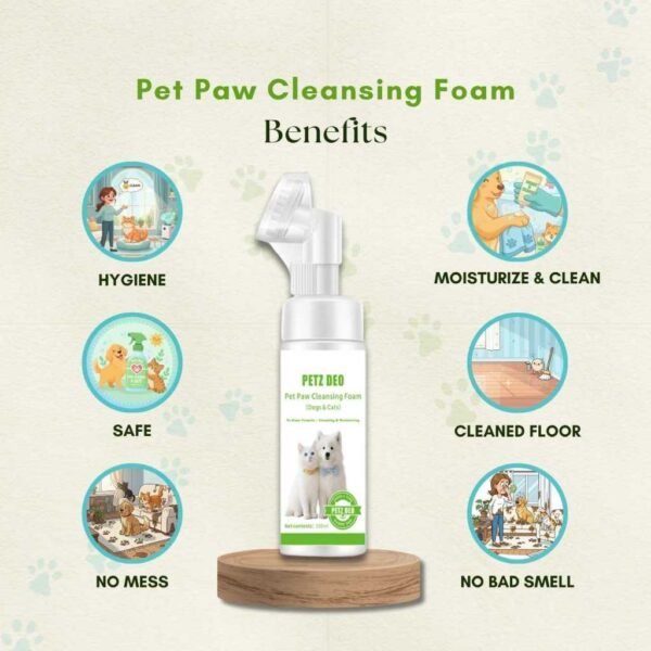 PETZ DEO Pet Paw Cleansing Foam 150ML ( Dogs & Cats) NATURAL & ISO Standard