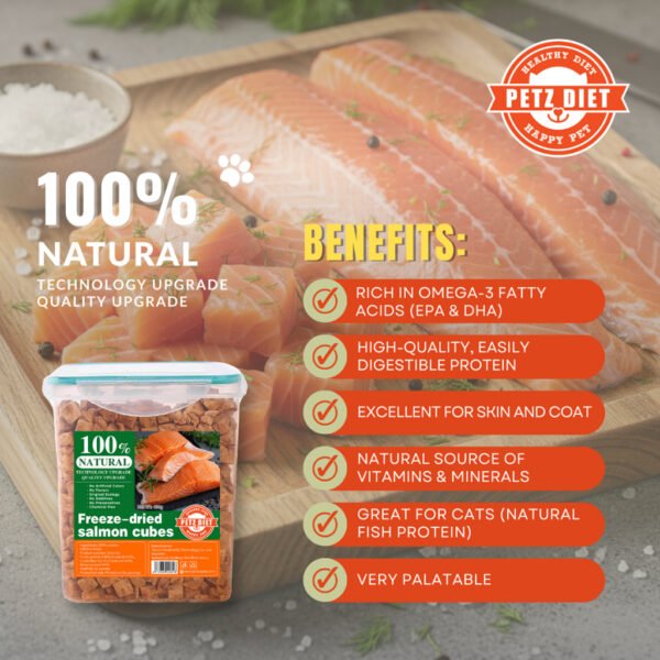 PETZ DIET 100% NATURAL PURE PREMIUM 400G Freeze Dried Salmon Cubes (Cats & Dogs)