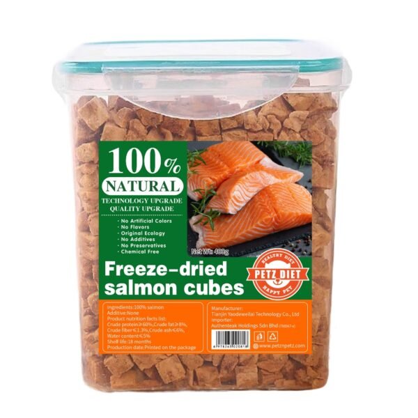 PETZ DIET 100% NATURAL PURE PREMIUM 400G Freeze Dried Salmon Cubes (Cats & Dogs)