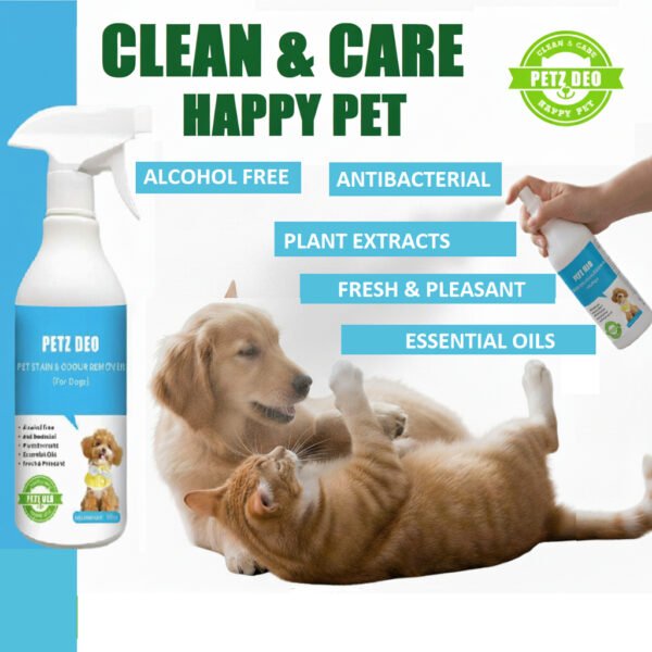 PETZ DEO Pet Stain & Odour Remover 500ML ( For Dogs) NATURAL & ISO Standard