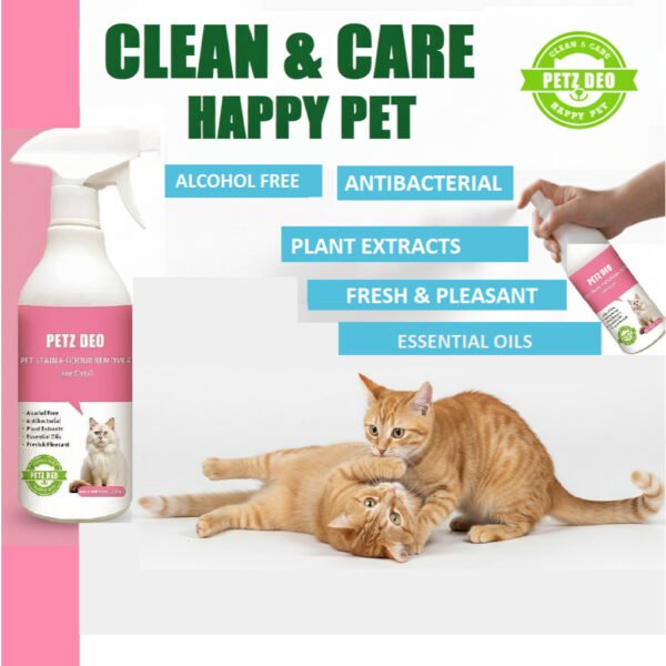 PETZ DEO Pet Stain and Odour Remover 500 ML (Cats only) NATURAL & ISO Standard