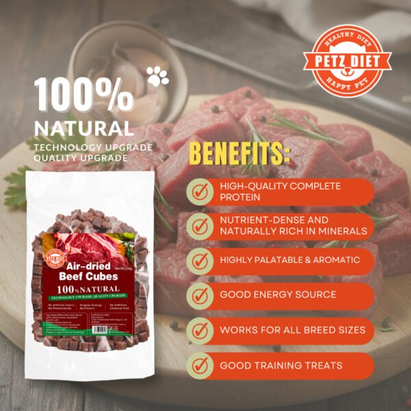 PETZ DIET 100% NATURAL PURE PREMIUM 100G Air Dried Beef Cubes (Dogs & Cats)