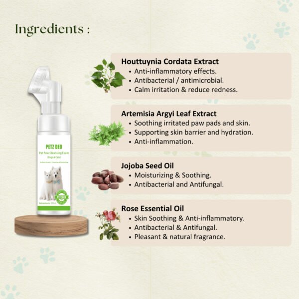 PETZ DEO Pet Paw Cleansing Foam 150ML ( Dogs & Cats) NATURAL & ISO Standard