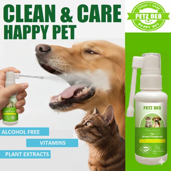 PETZ DEO Pet Breath Freshener 50ML (Dogs & Cats) NATURAL & ISO Standard
