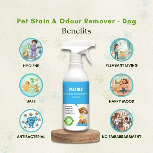 PETZ DEO Pet Stain & Odour Remover 500ML ( For Dogs) NATURAL & ISO Standard