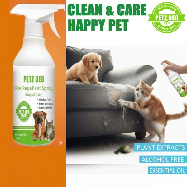 PETZ DEO Pet Repellent Spray 300ML (Cats & Dogs) NATURAL & ISO Standard