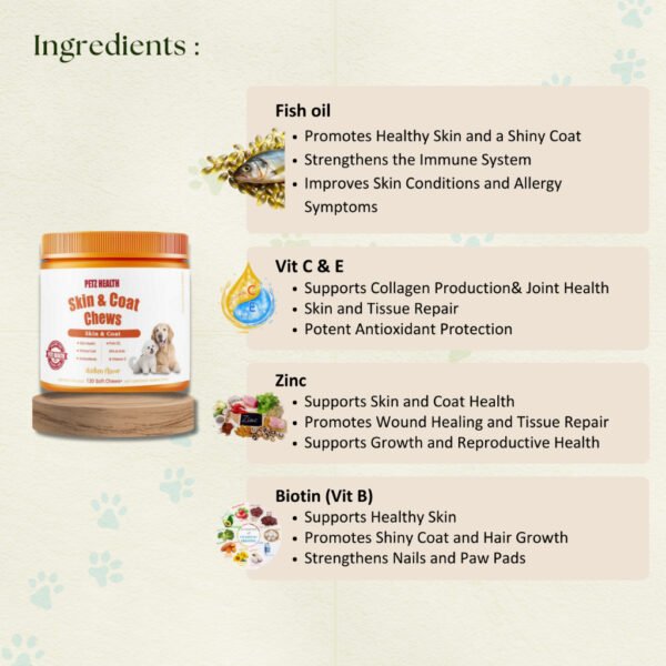 my-11134207-820l5-mhq1n5ztlgjkfe PETZ HEALTH Skin & Coat Chews 120 pcs (DOG ONLY) 100% NATURAL & Full Cert