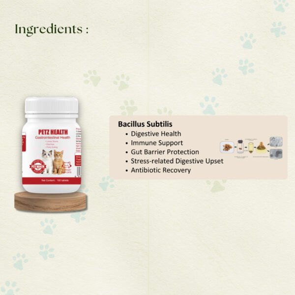 PETZ HEALTH Gastrointestinal Health 100 Tablets (Cat Only) 100% NATURAL & Full Cert