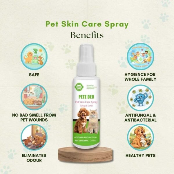 PETZ DEO Pet Skin Care Spray 100 ML ( Cats & Dogs) NATURAL & ISO Standard