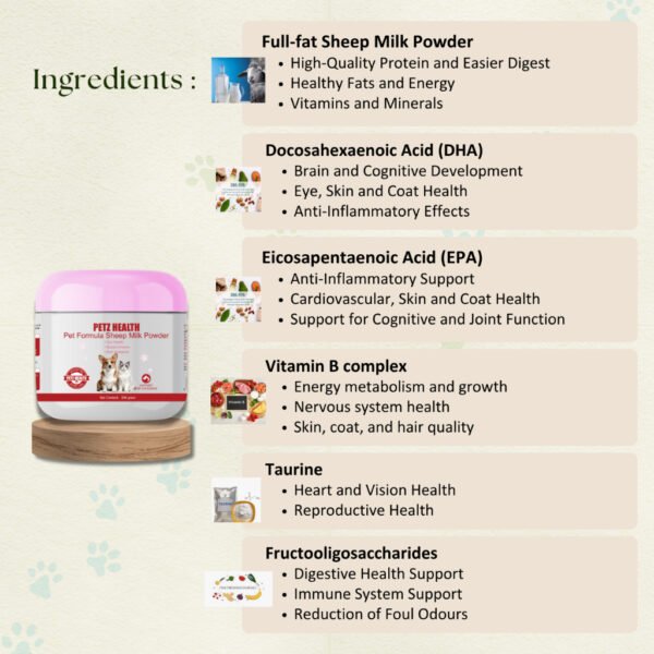 PETZ HEALTH Sheep Milk 300G ( Dogs&Cats) 100% NATURAL & Full Cert