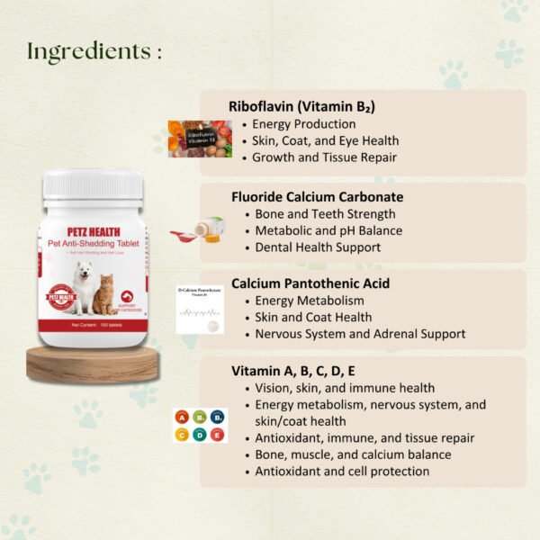 PETZ HEALTH Anti Shedding 100 Tablets (Dogs&Cats) 100% NATURAL & Full Cert