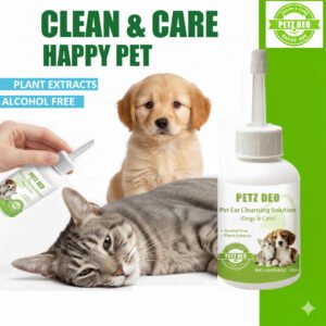 PETZ DEO Pet Ear Cleansing Solution 60ML (Dogs & Cats) NATURAL & ISO Standard
