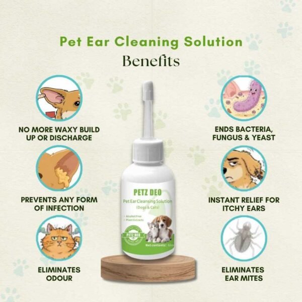 PETZ DEO Pet Ear Cleansing Solution 60ML (Dogs & Cats) NATURAL & ISO Standard