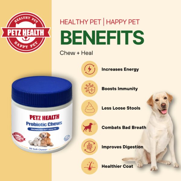 PETZ HEALTH Supplement Probiotic Chews 60 pcs (DOGS ONLY)100% NATURAL & Full Cert