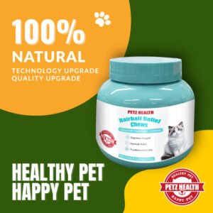PETZ HEALTH Hairball Relief Chews 60 pcs (CAT ONLY) 100% NATURAL & Full Cert