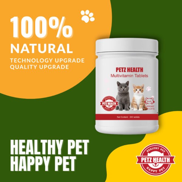 PETZ HEALTH Multivitamins 200 Tablets (Cat Only) 100% NATURAL & Full Cert