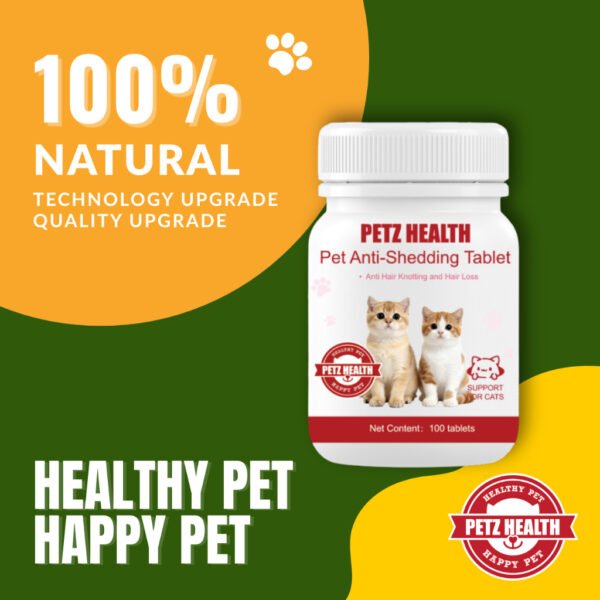 PETZ HEALTH Anti Shedding 100 Tablets (Cats Only) 100% NATURAL & Full Cert