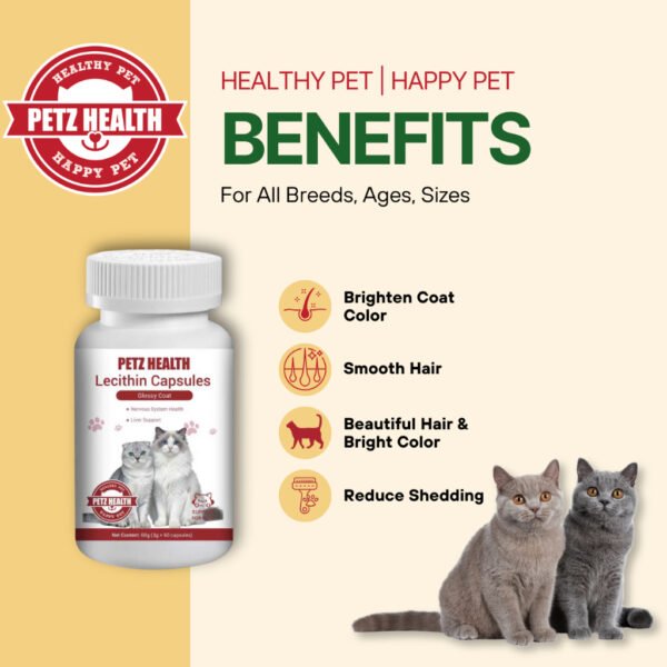 PETZ HEALTH Lecithin Capsules 100 Tablets (CAT ONLY) 100% NATURAL & Full Cert