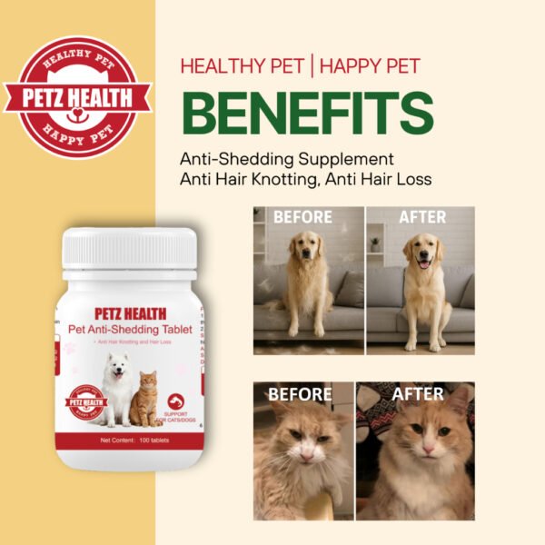 PETZ HEALTH Anti Shedding 100 Tablets (Dogs&Cats) 100% NATURAL & Full Cert