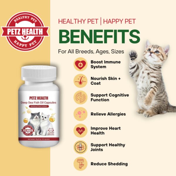PETZ HEALTH Deep Sea Fish Oil 60 Tablets(CAT ONLY)100% NATURAL & Full Cert