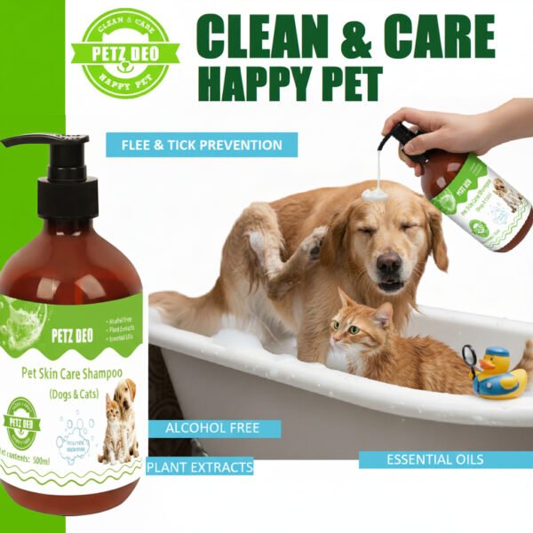 PETZ DEO Pet Skin Care Shampoo (Cats & Dogs) 500ML Natural & ISO Standard